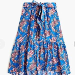 J. Crew Belted pull-on midi skirt in Liberty Flora Belle Size 2